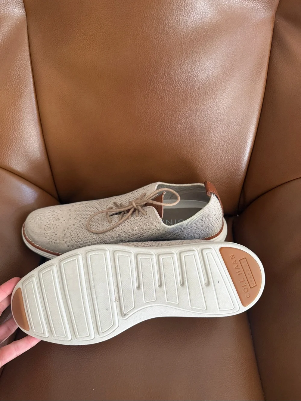 Cole Haan Beige Knit Oxford with Tan Leather Accents